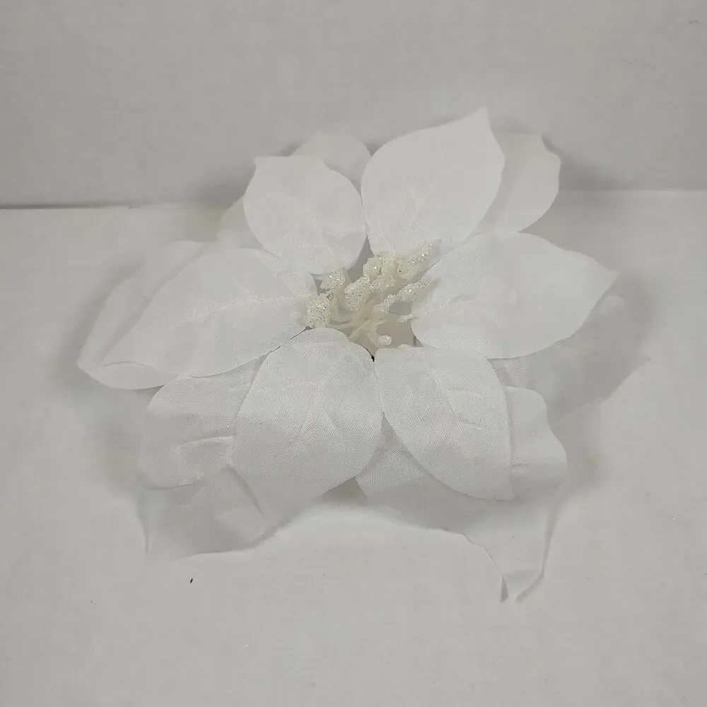 Large Christmas Xmas Poinsettia Flower Home Decor Clip Red White Multipurpose